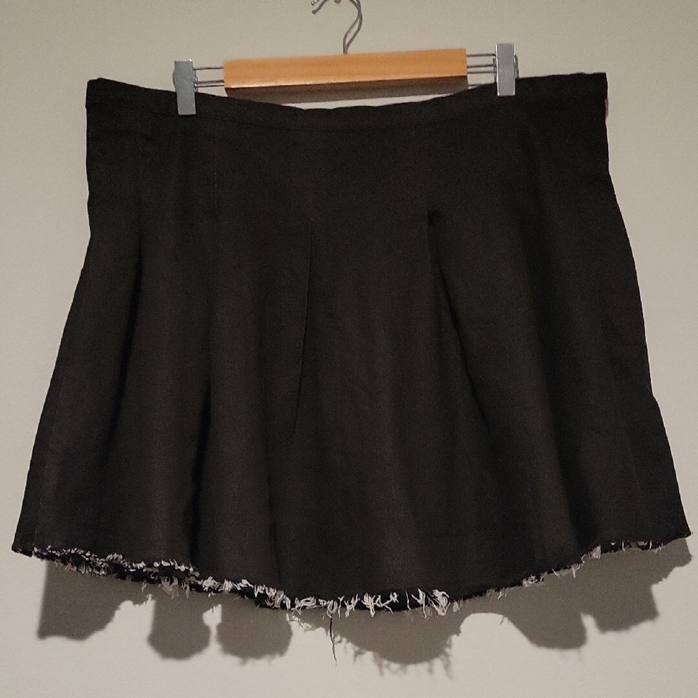 Daisy Black Circle Skirt with Frayed Hem